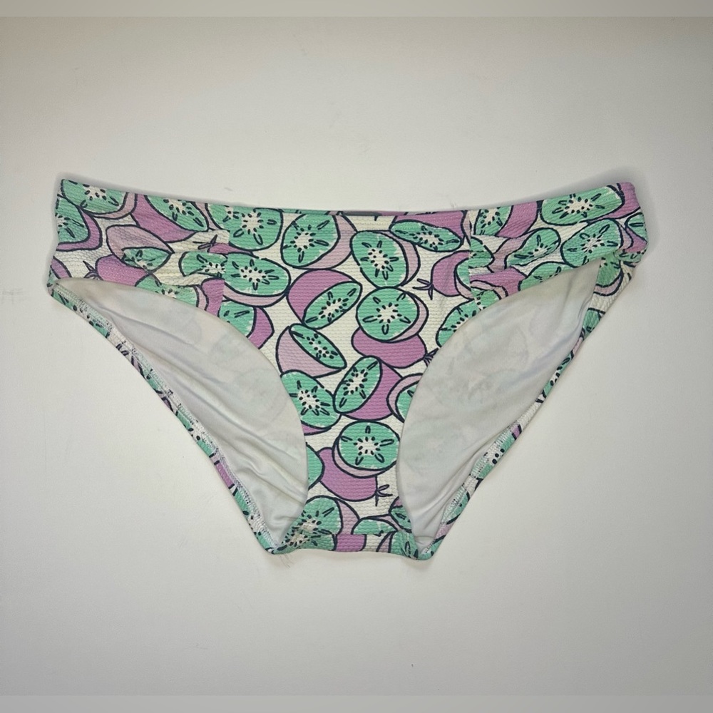 Aerie Purple & Green Kiwi Printed Bikini Bottoms Size Medium
